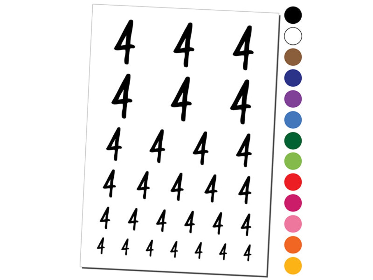 Number 4 Four Felt Marker Font Temporary Tattoo Water Resistant Fake Body Art Set Collection